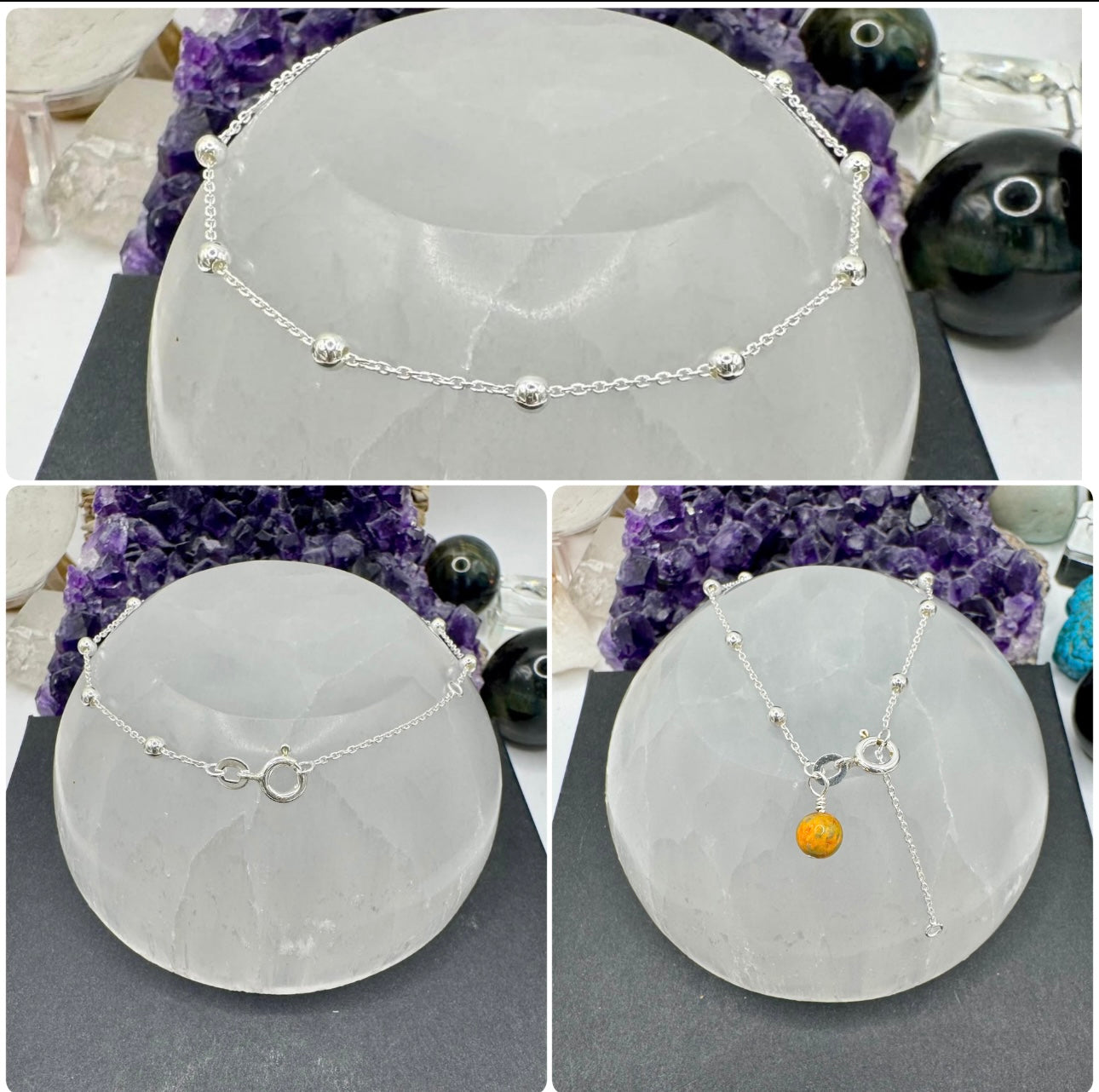 STERLING SILVER SATELLITE STYLE ANKLETS