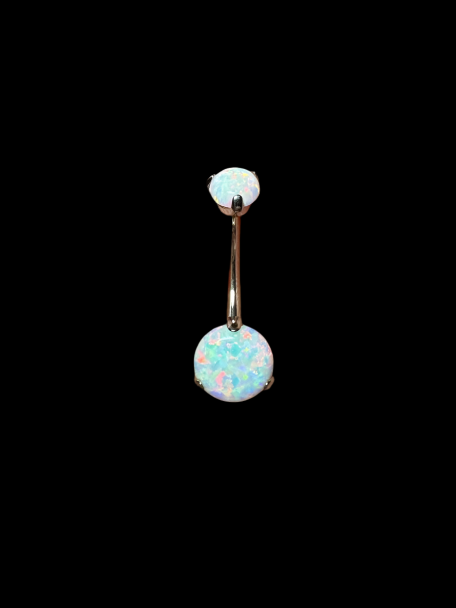 TITANIUM AND OPAL BELLY BAR