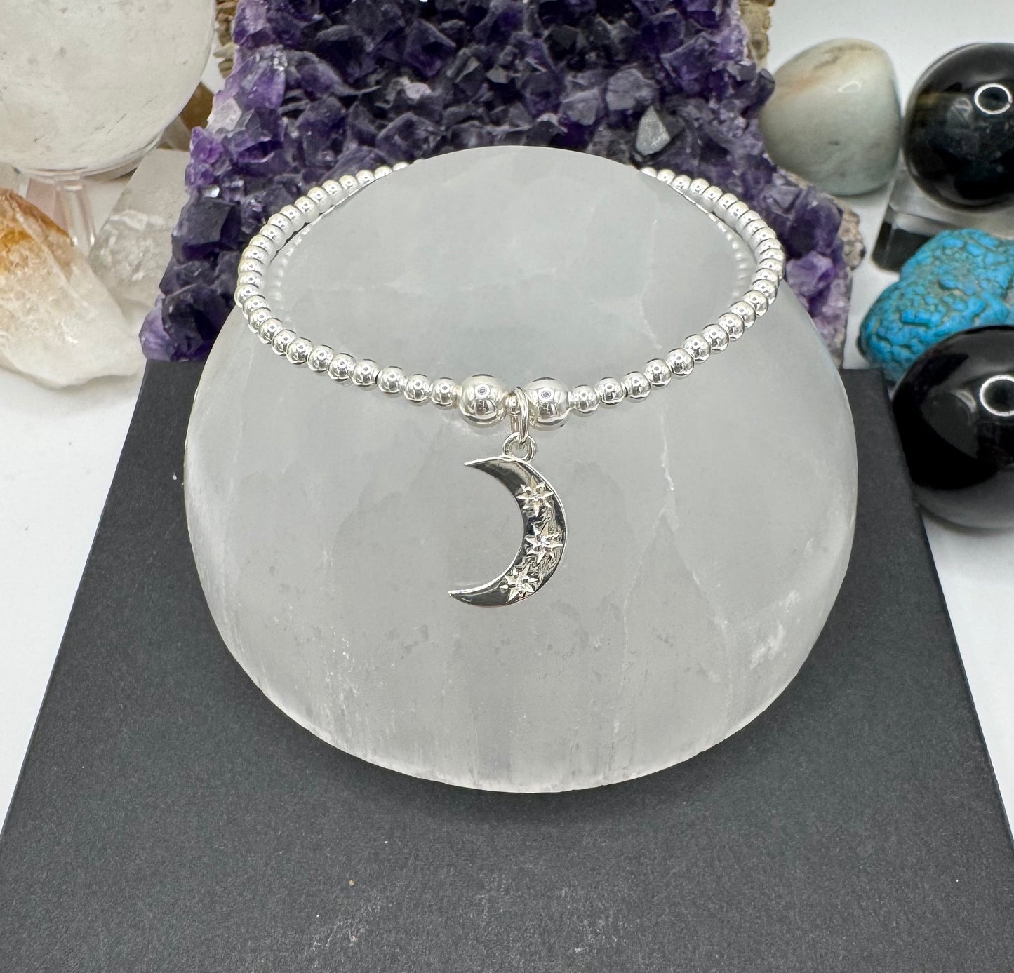 STERLING SILVER CRESCENT MOON BRACELET