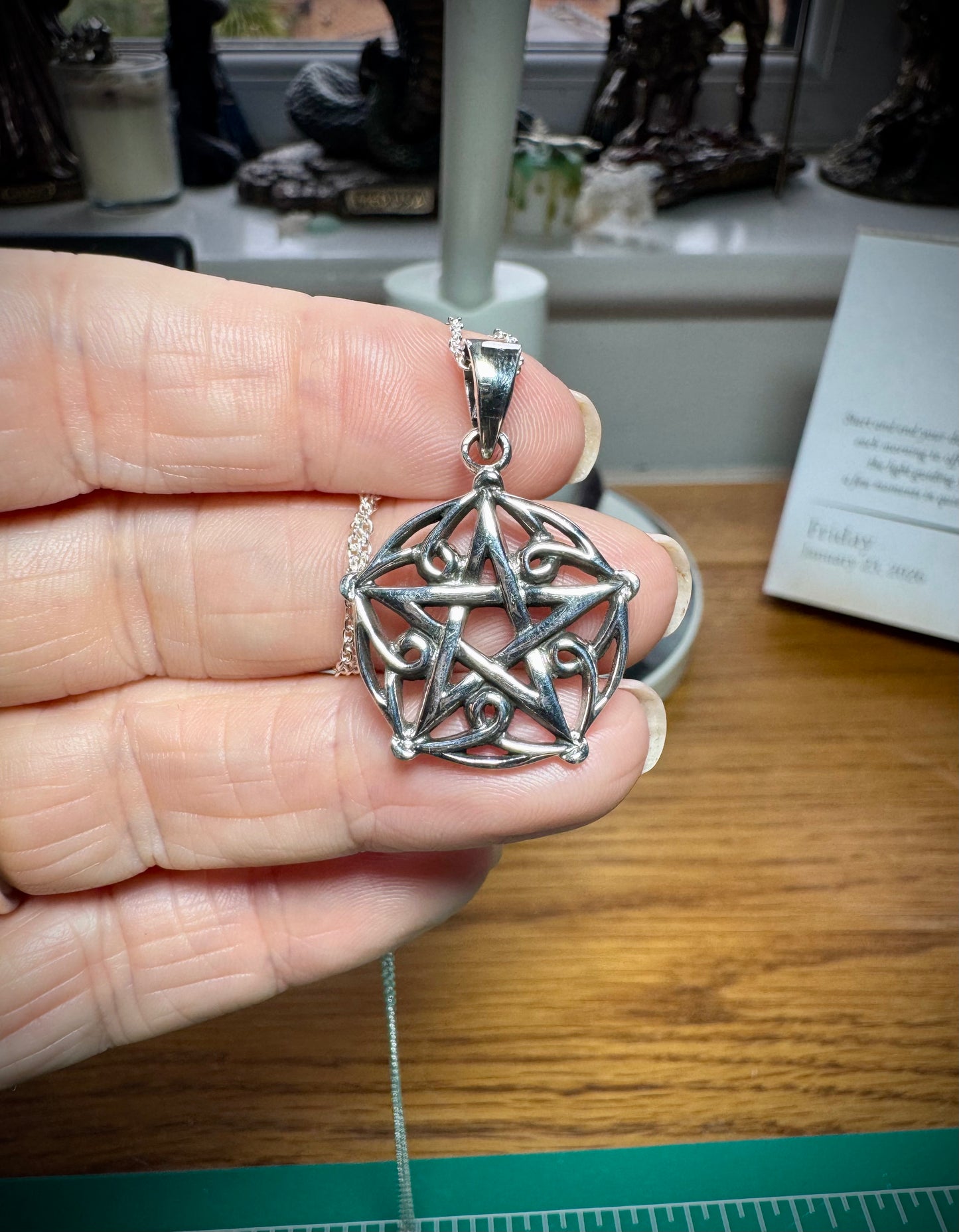 STERLING SILVER ORNATE PENTACLE NECKLACE
