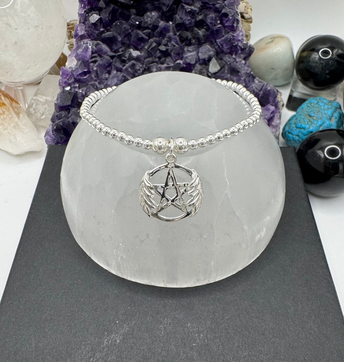 STERLING SILVER OAK LEAF PENTACLE BRACELET