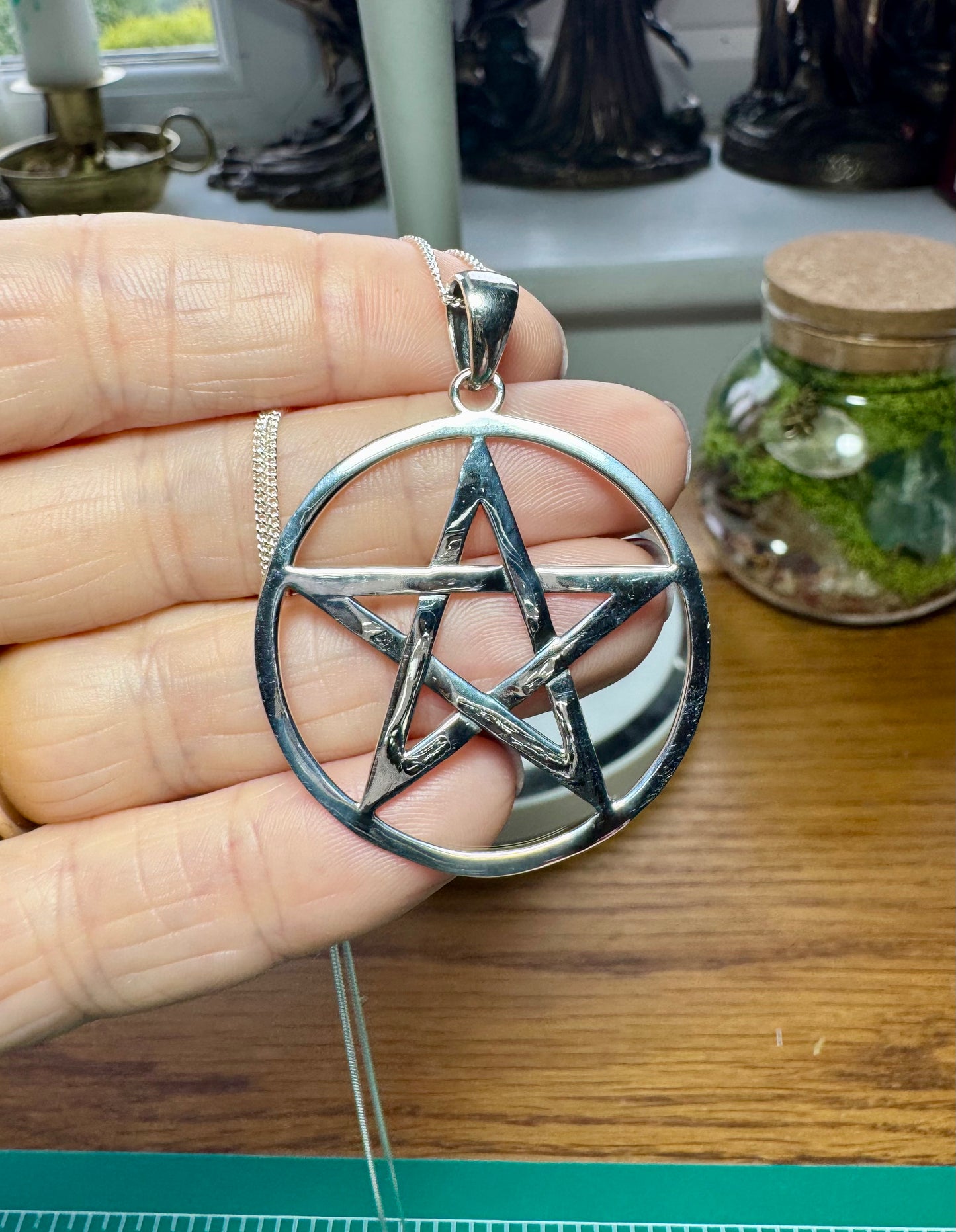 EXTRA LARGE PENTACLE NECKLACE STERLING SILVER