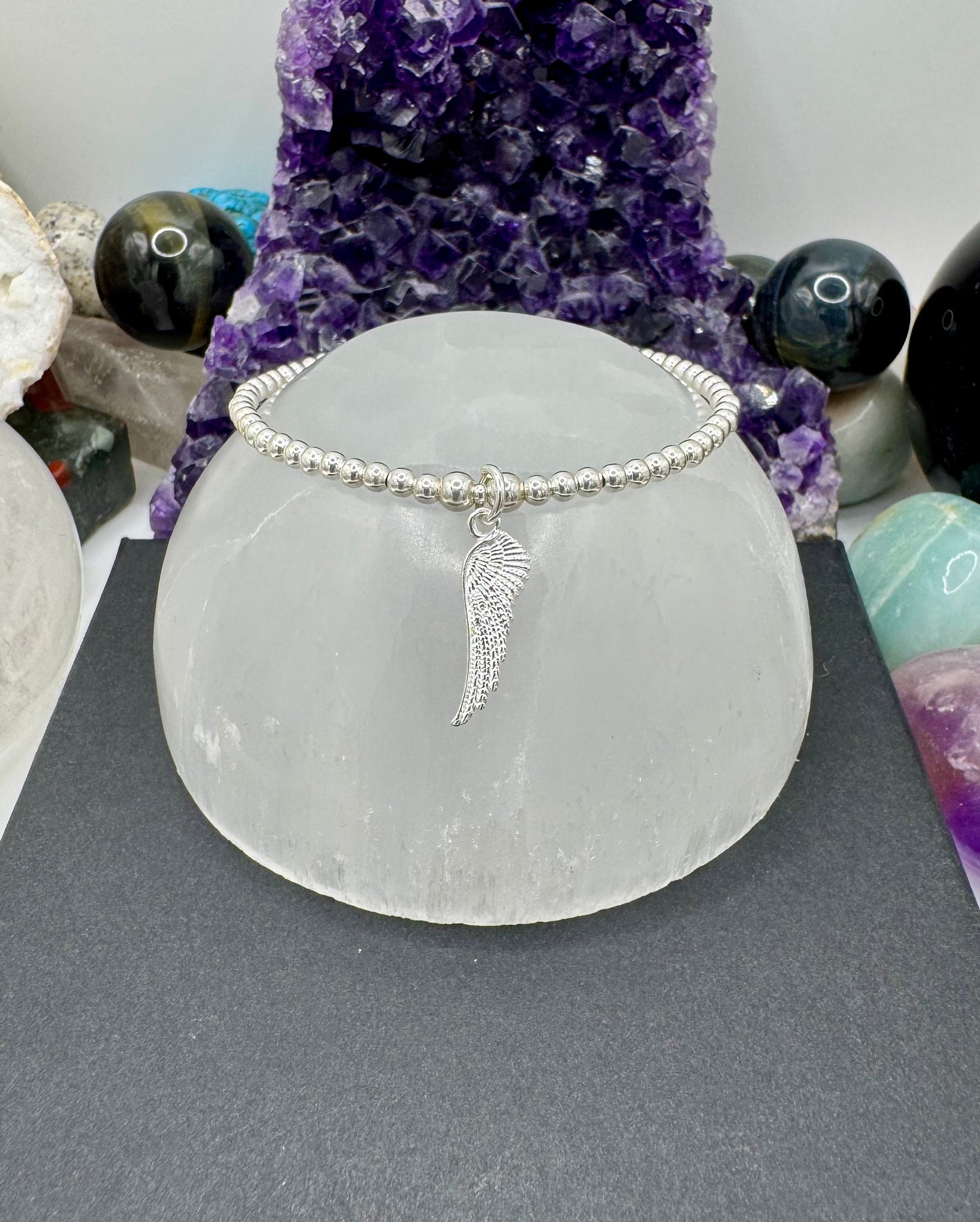 STERLING SILVER DOUBLE SIDED ANGEL WING BRACELET