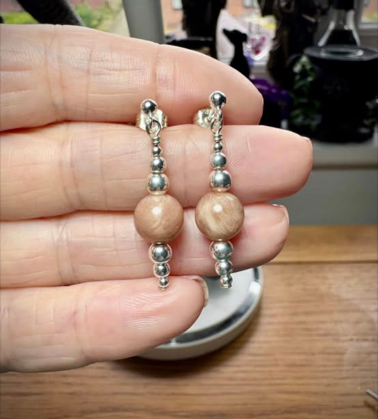PEACH MOONSTONE EARRINGS