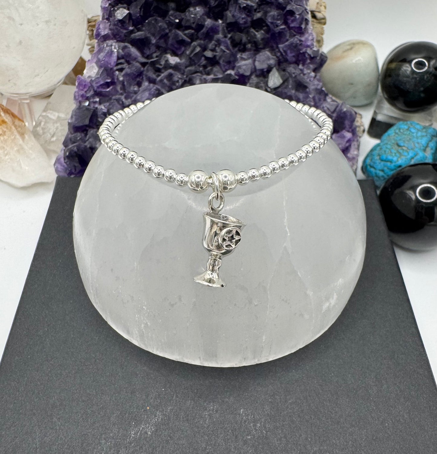 STERLING SILVER CHALICE WITH PENTACLE BRACELET