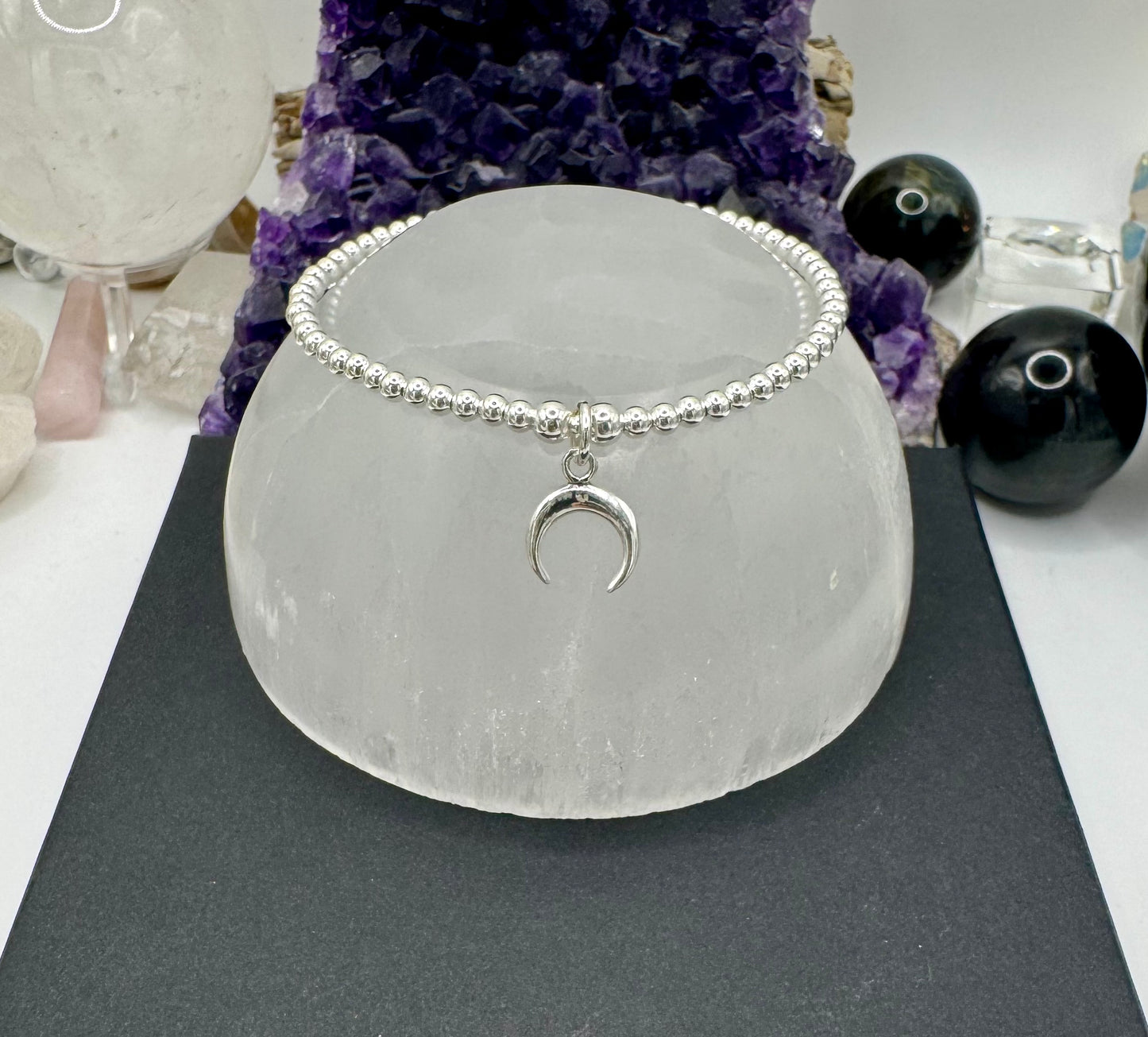 STERLING SILVER CRESCENT MOON BRACELET