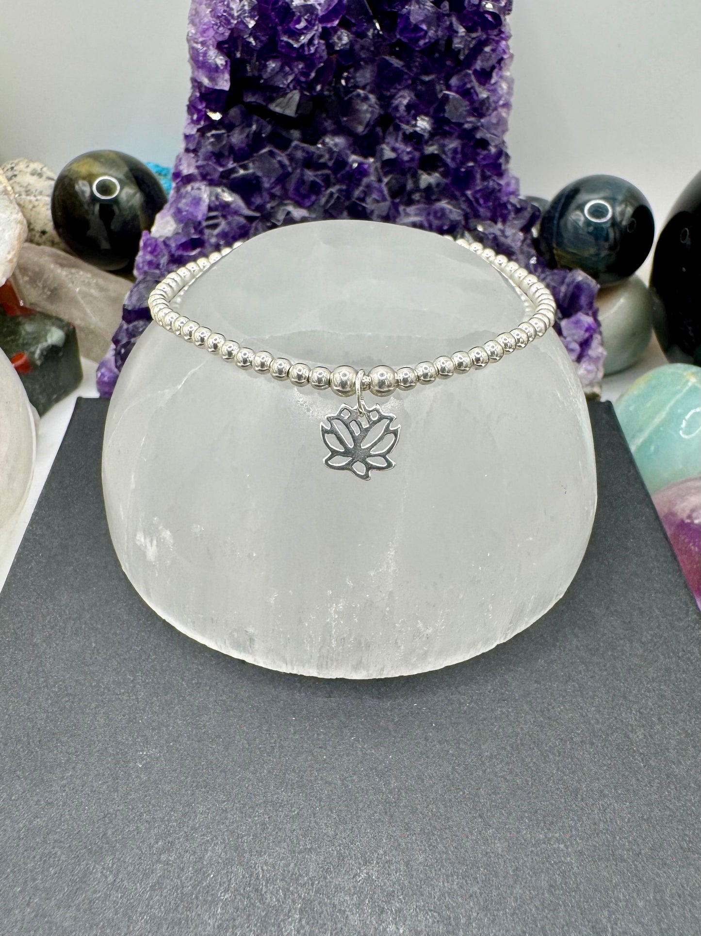 STERLING SILVER LOTUS FLOWER BRACELET