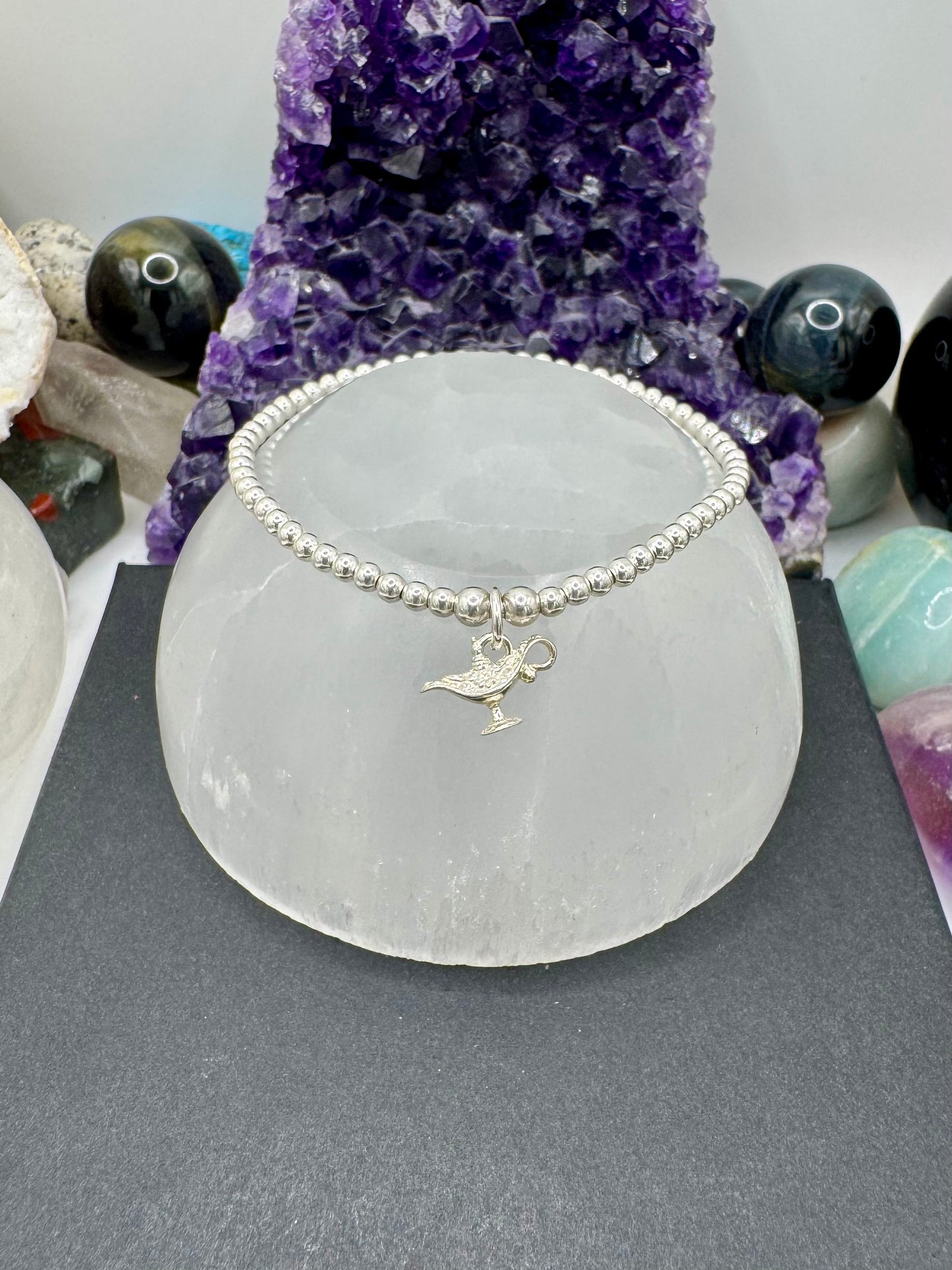 STERLING SILVER 4D SMALL GENIE LAMP BRACELET