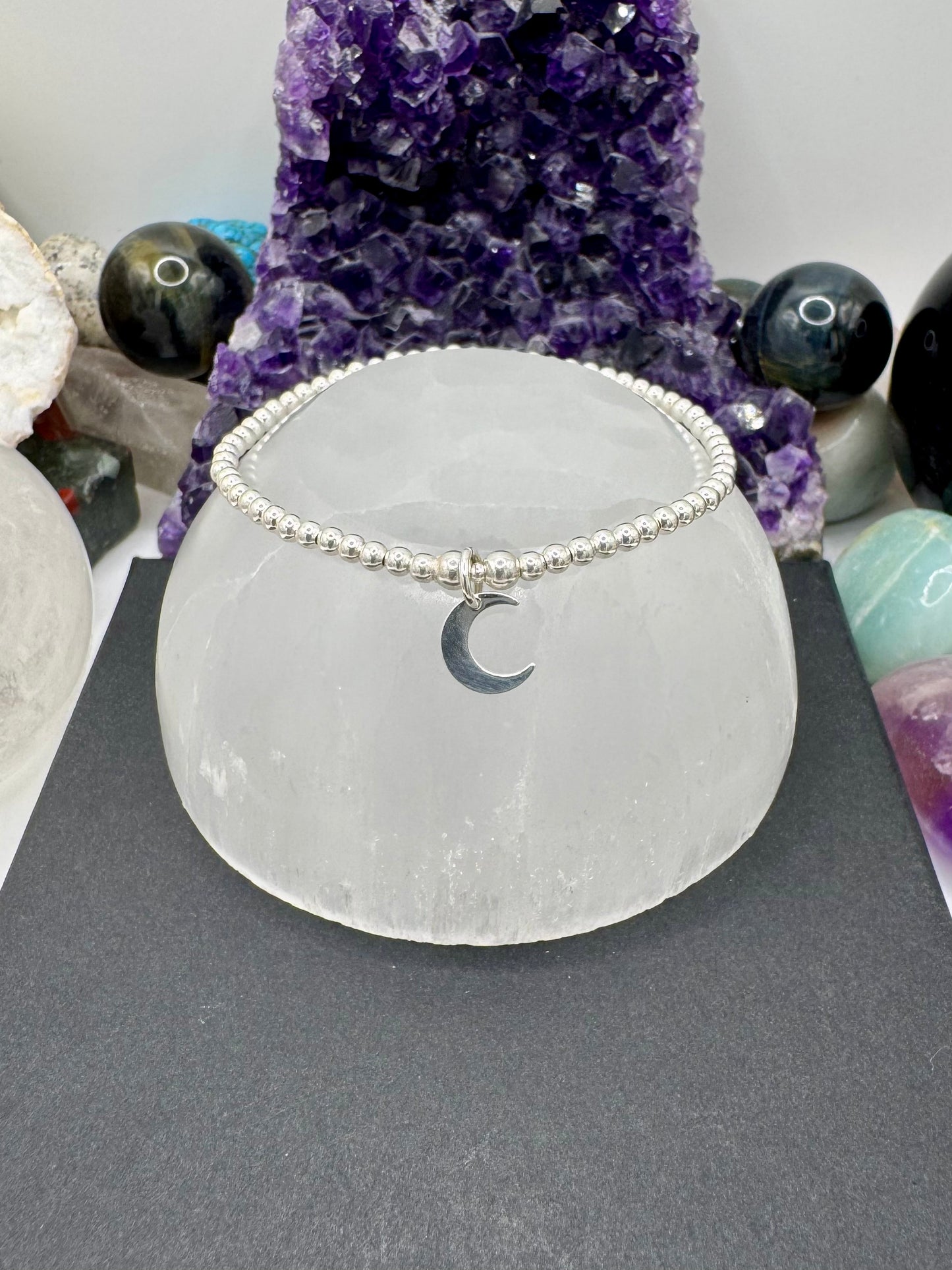 STERLING SILVER SMALL CRESCENT MOON BRACELET