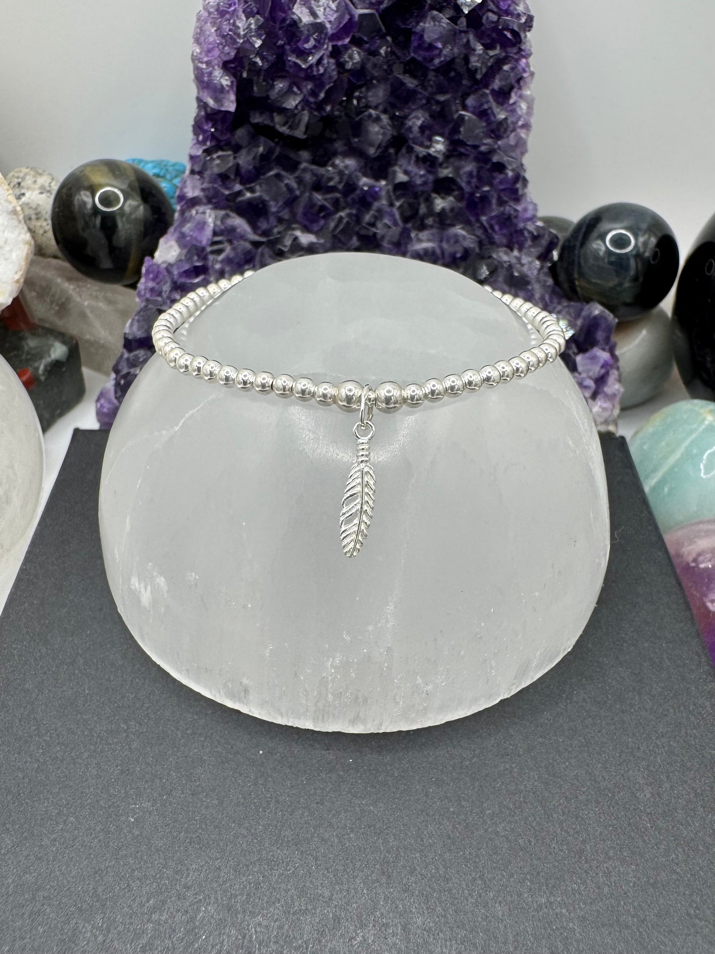 STERLING SILVER SMALL FEATHER BRACELET