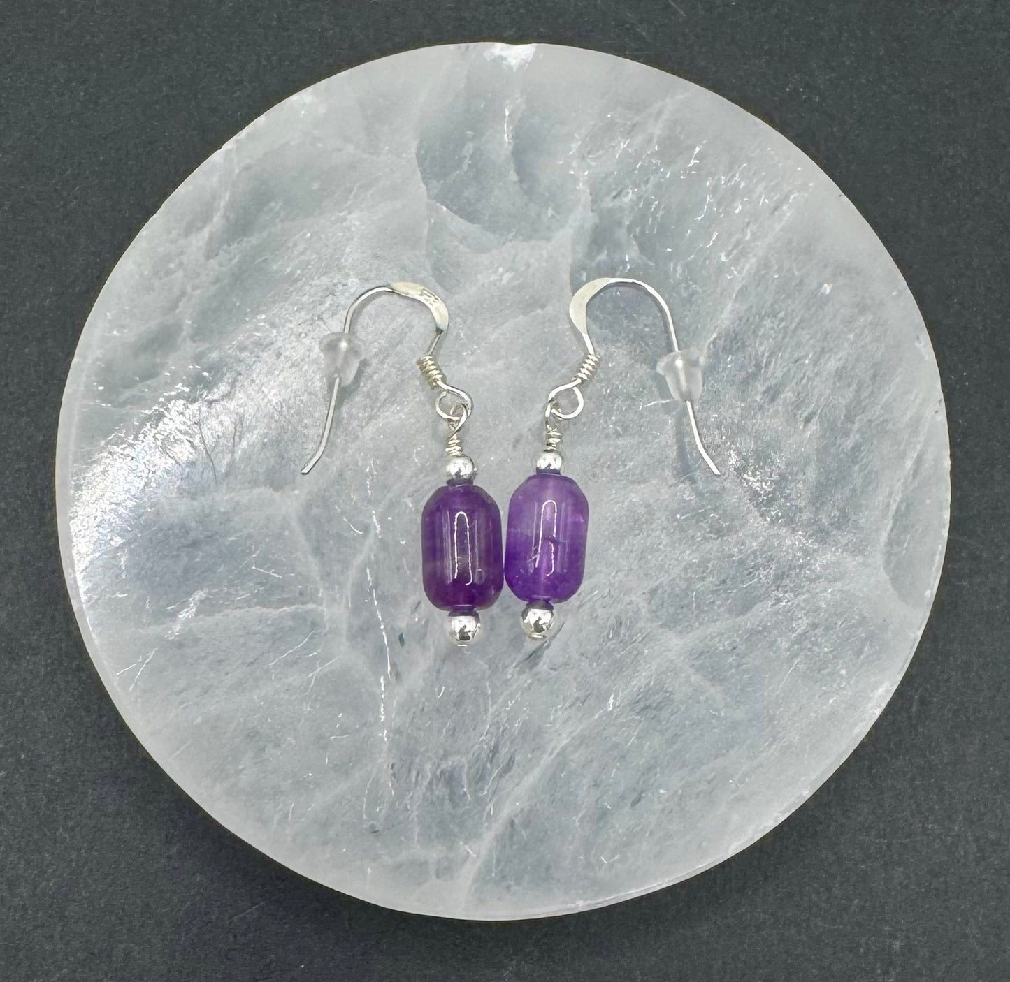AMETHYST AND STERLING SILVER EARRINGS