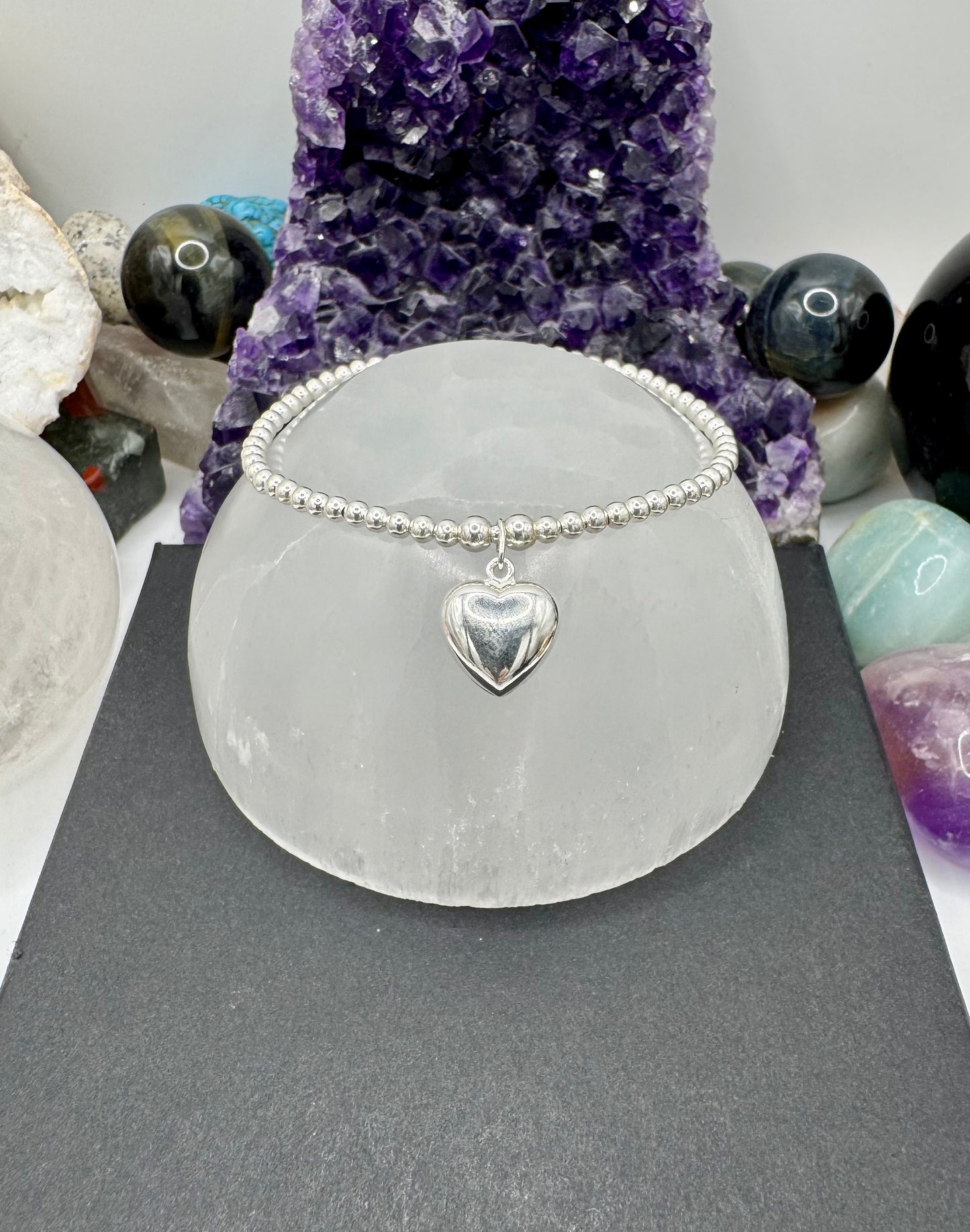 STERLING SILVER PUFFED HEART BRACELET