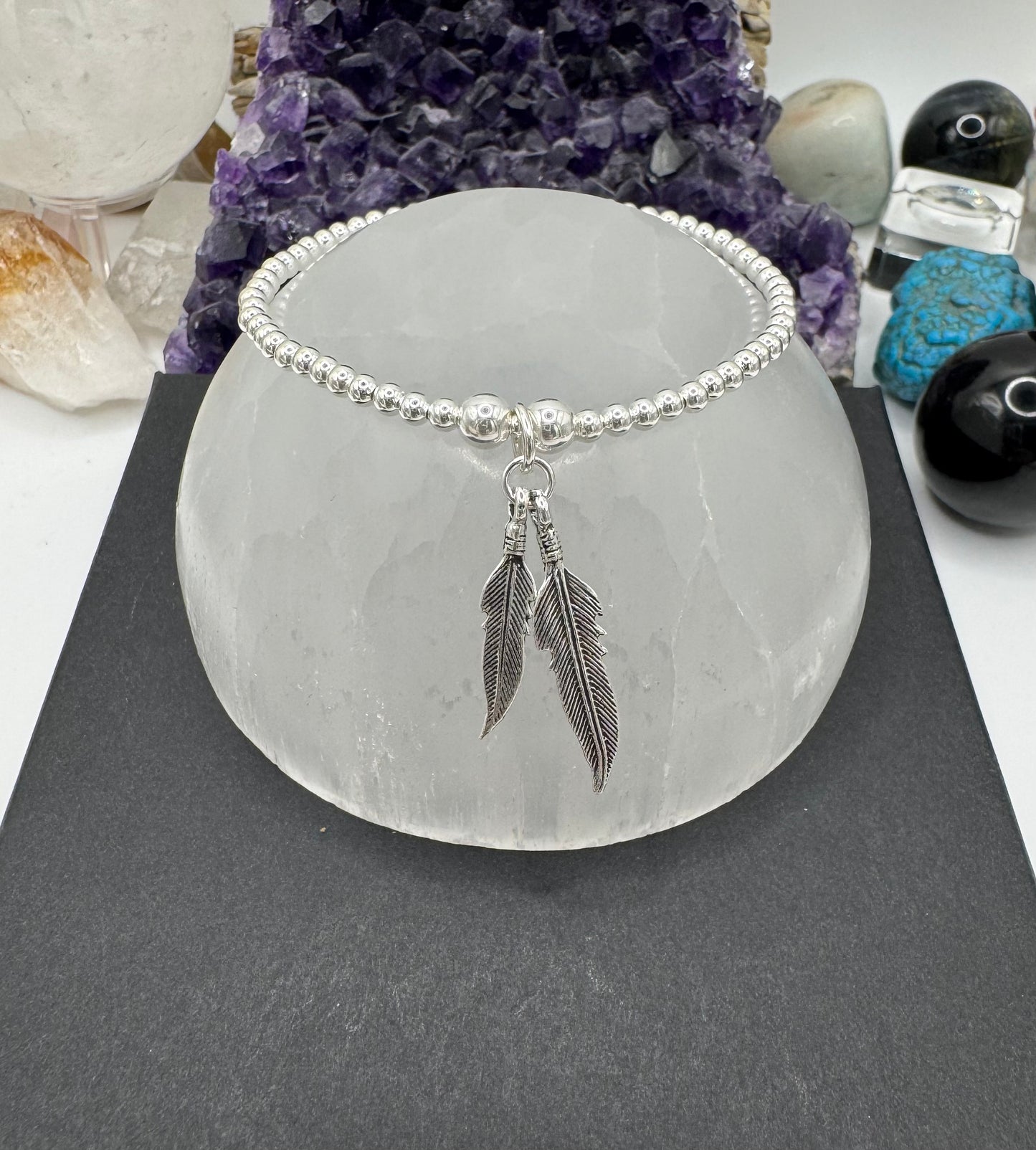 STERLING SILVER DOUBLE FEATHER BRACELET