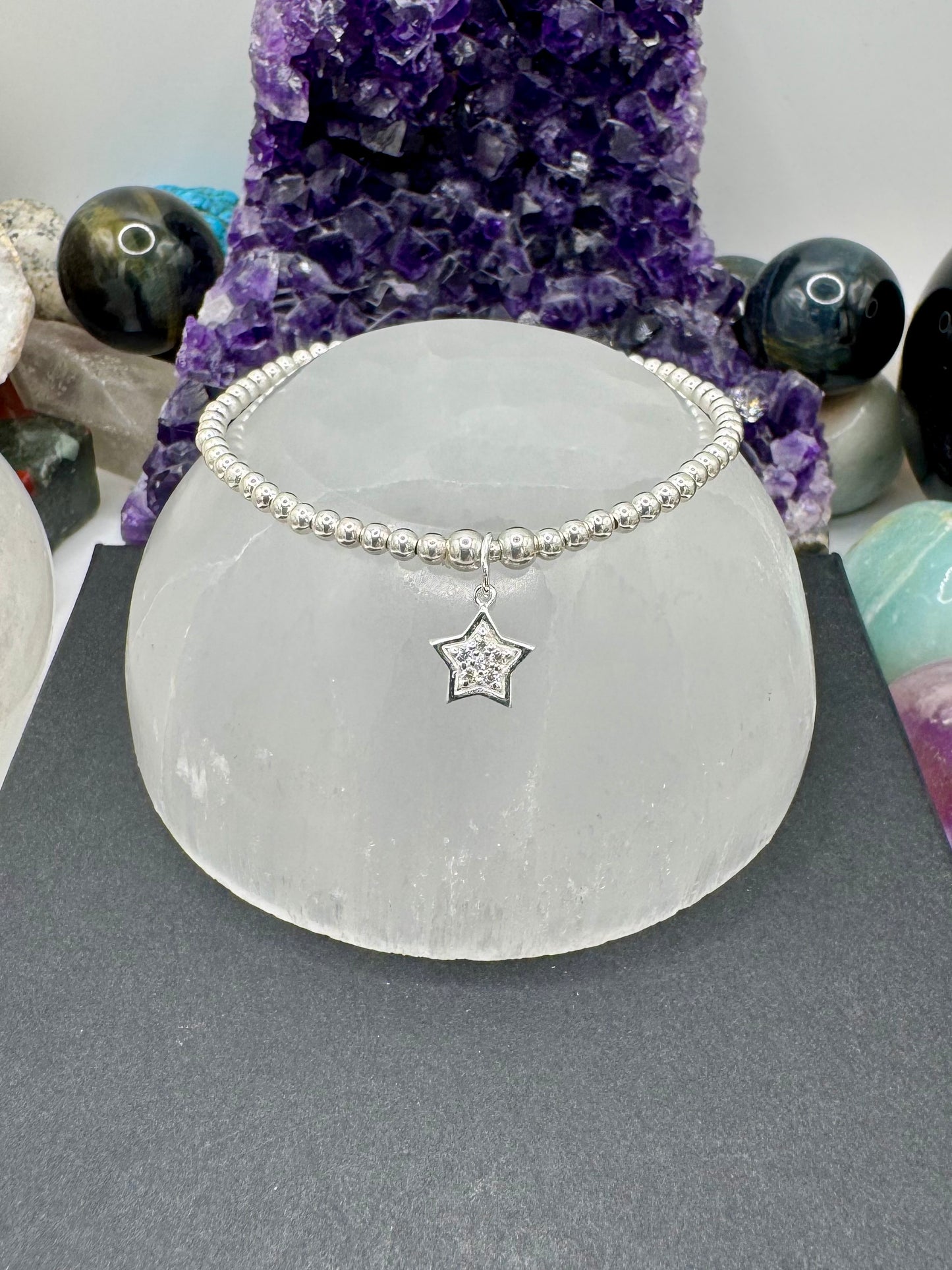 STERLING SILVER STAR BRACELET WITH CZ