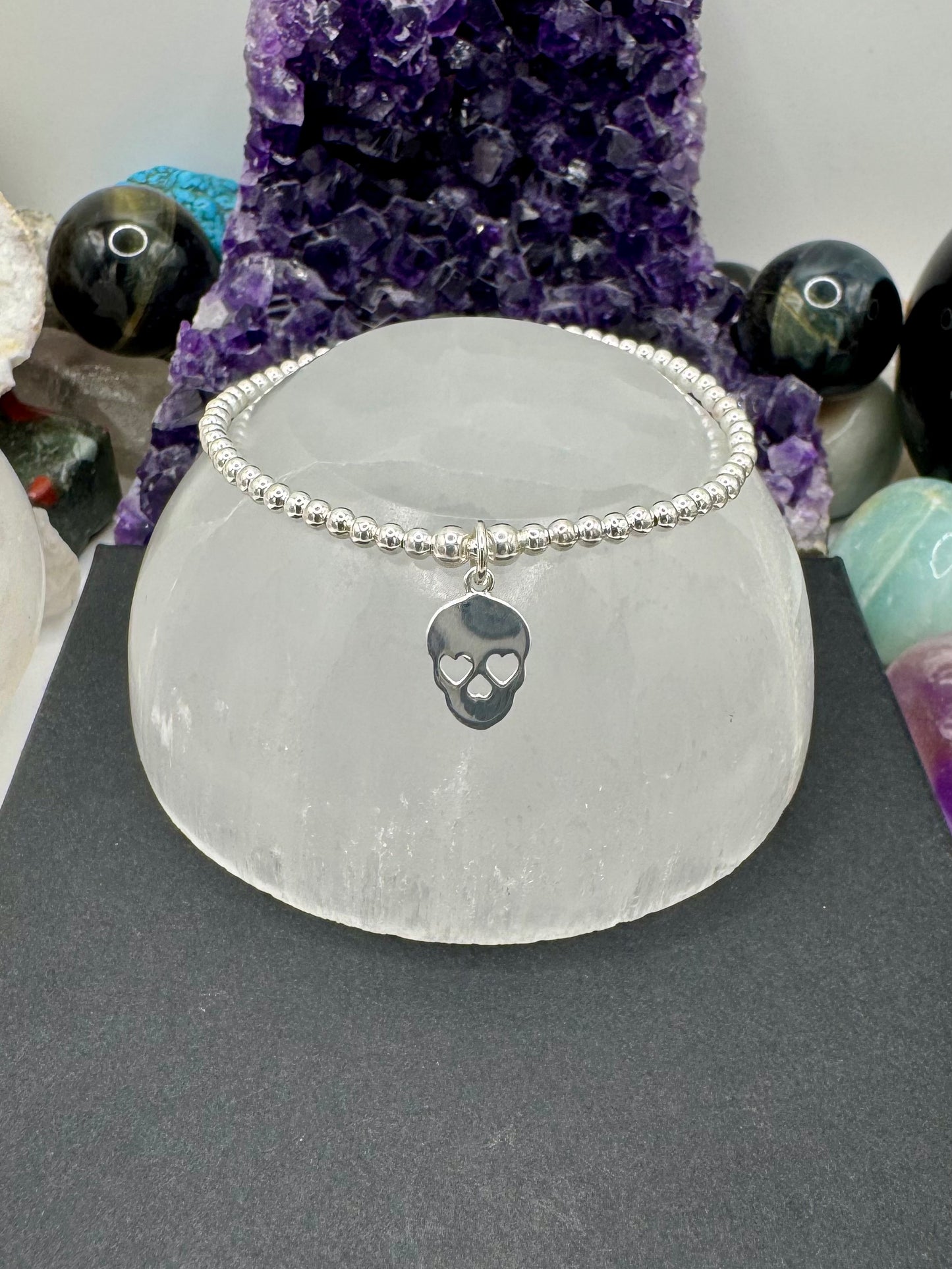 STERLING SILVER CANDY SKULL BRACELET