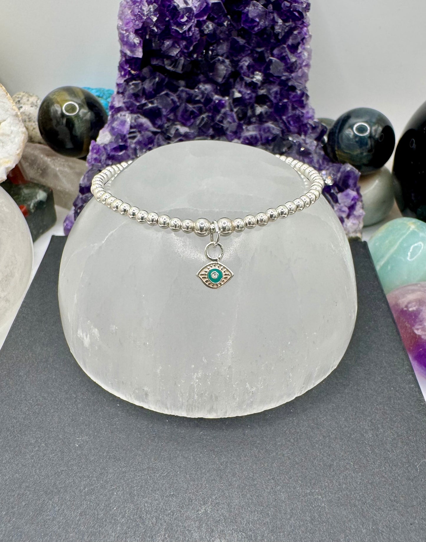 STERLING SILVER EVIL EYE BRACELET