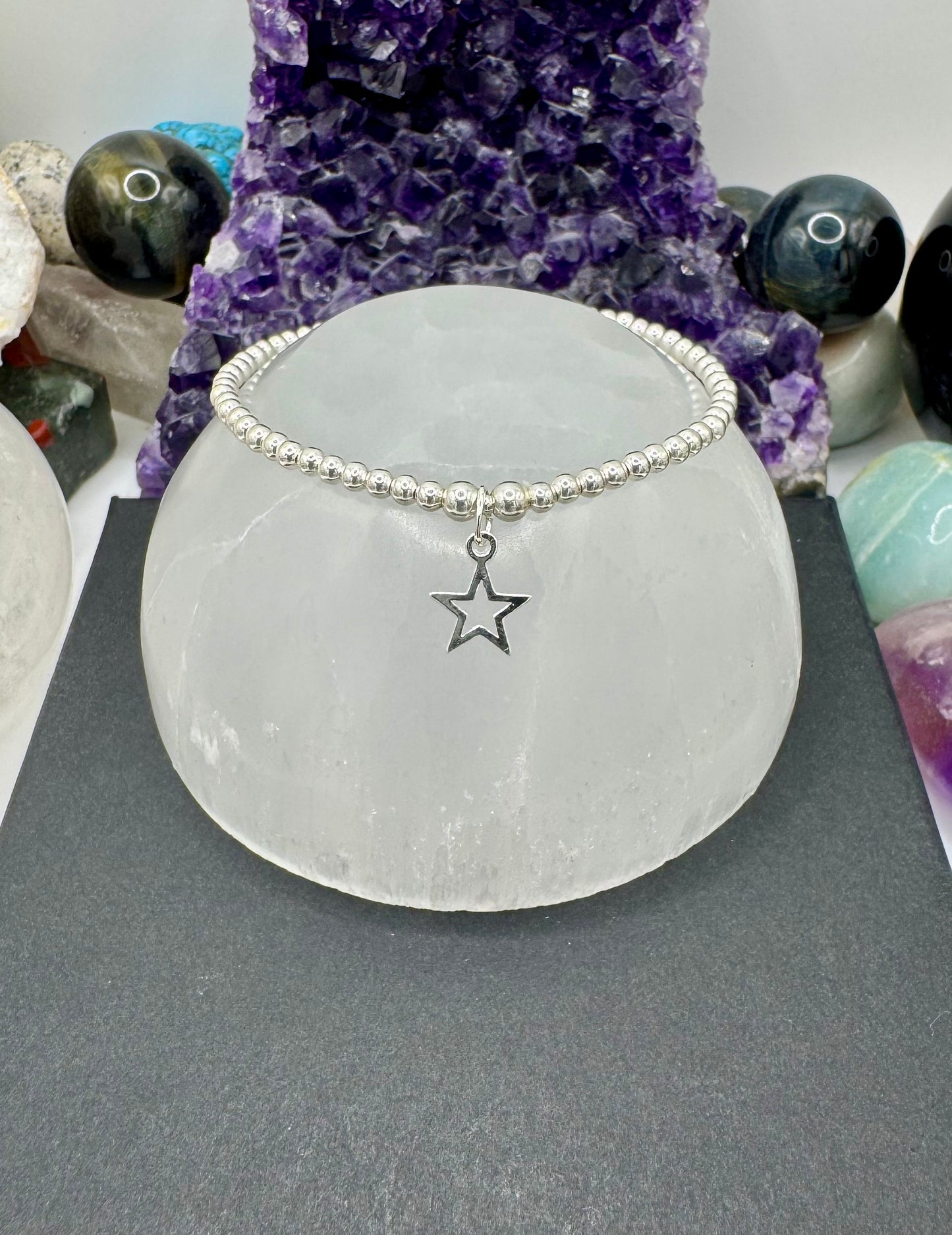 STERLING SILVER OPEN STAR BRACELET