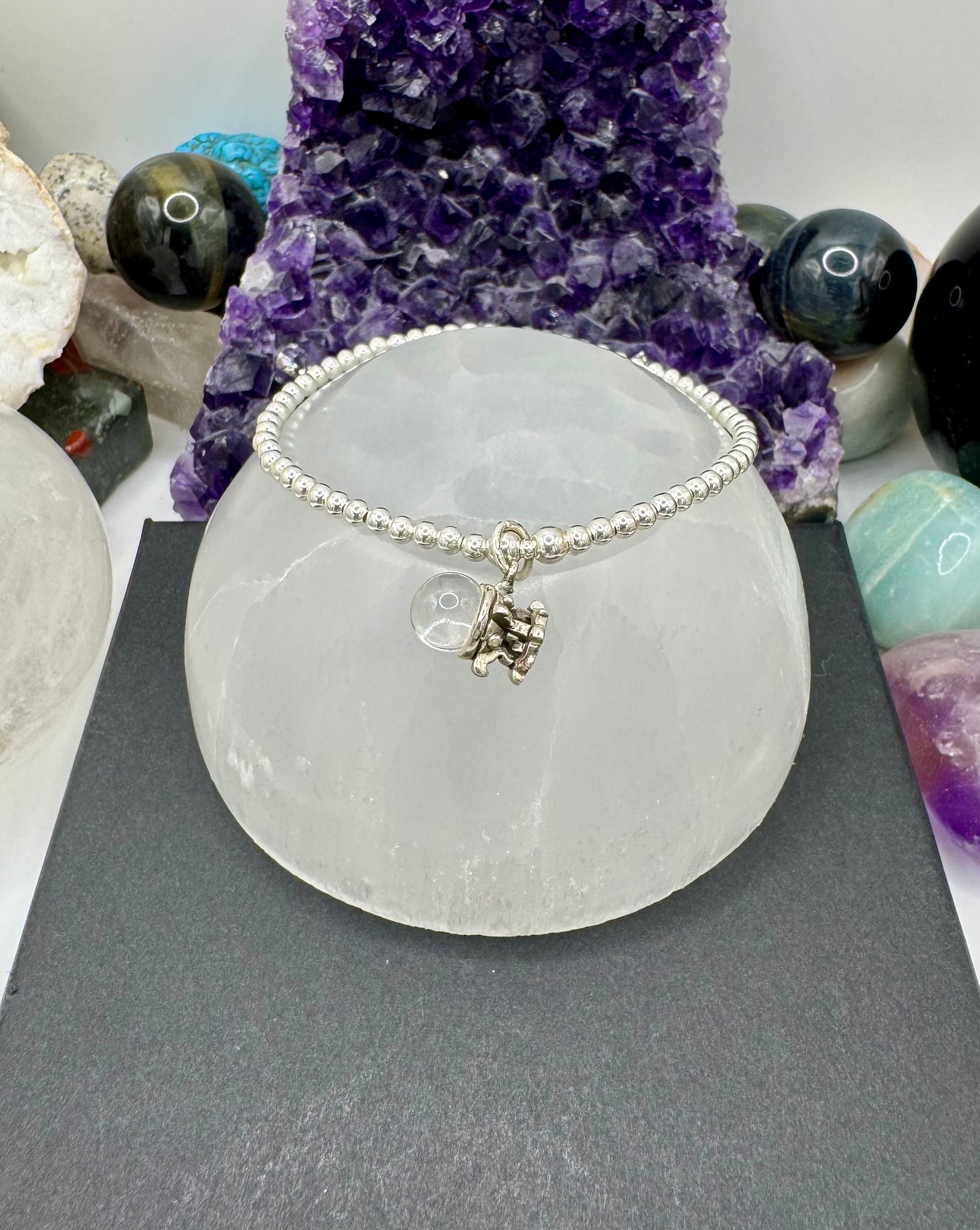 STERLING SILVER CRYSTAL BALL BRACELET