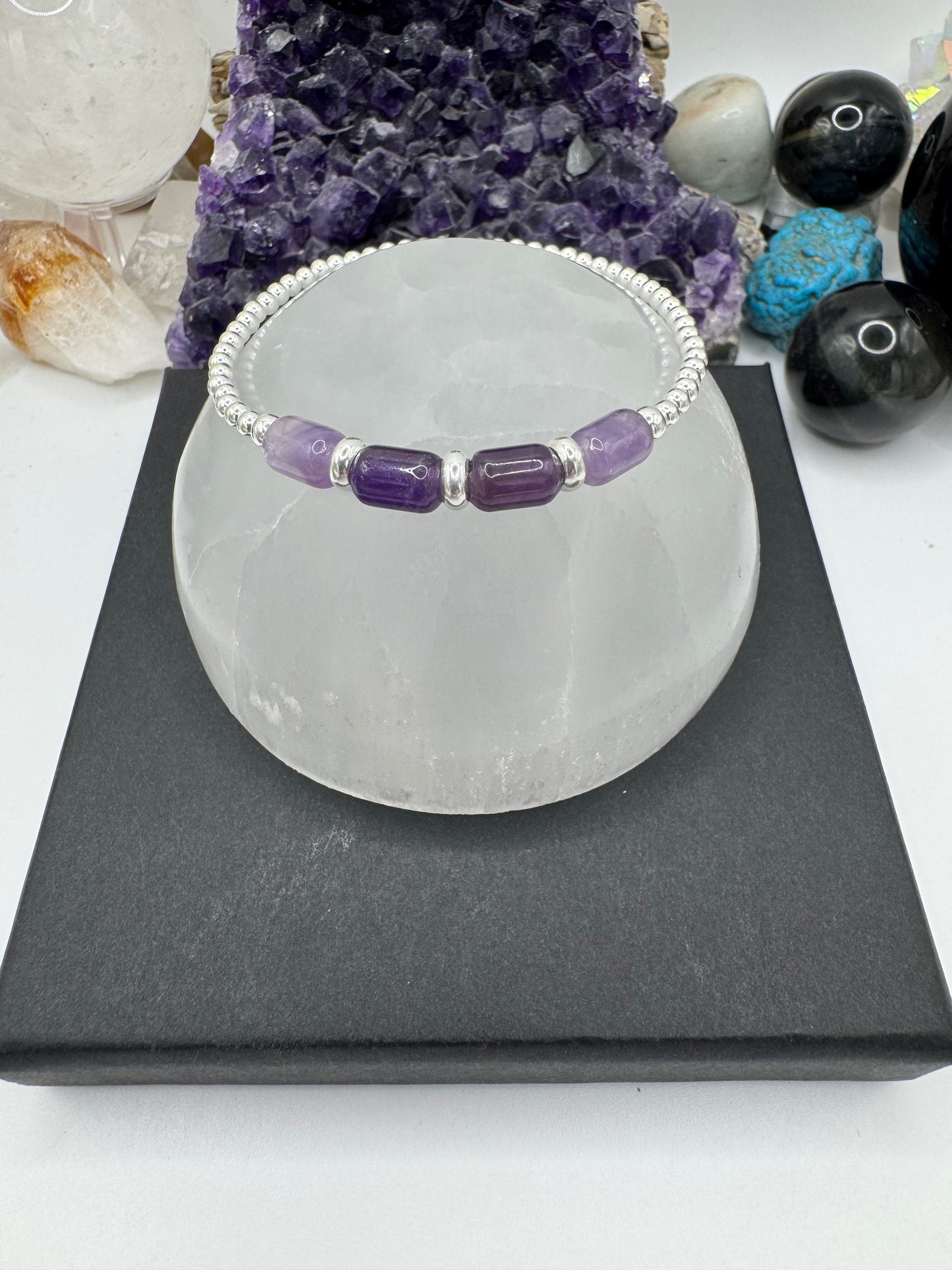 AMETHYST AND STERLING SILVER BRACELET