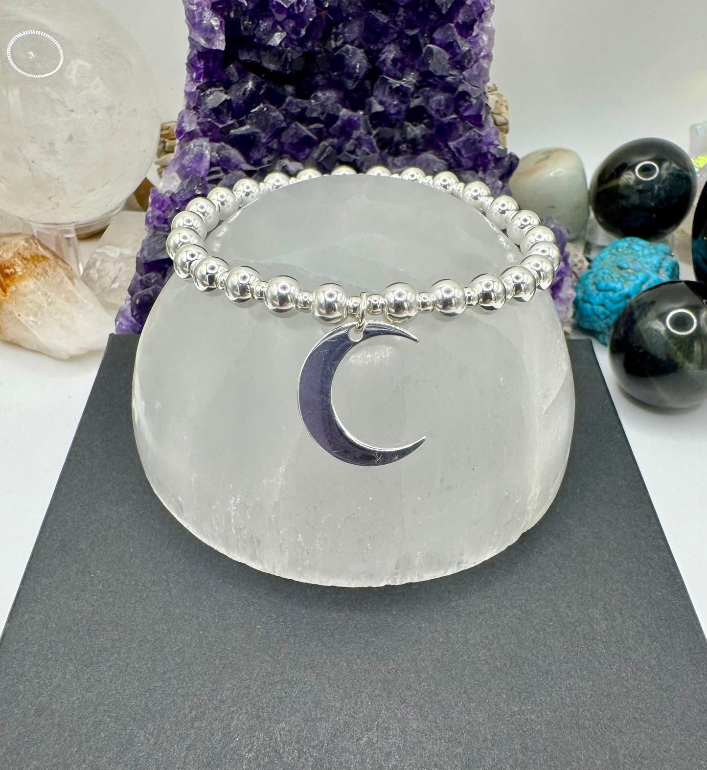 CHUNKY STERLING SILVER CRESCENT MOON BRACELET