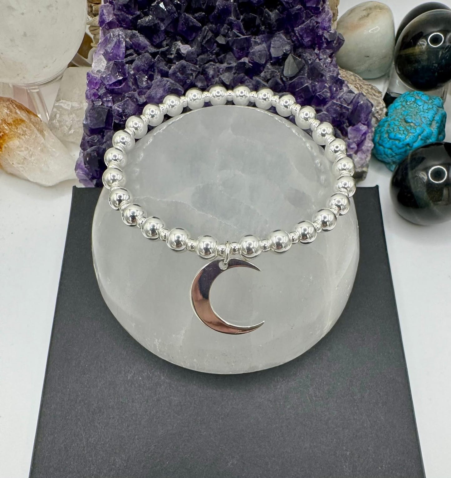 CHUNKY STERLING SILVER CRESCENT MOON BRACELET