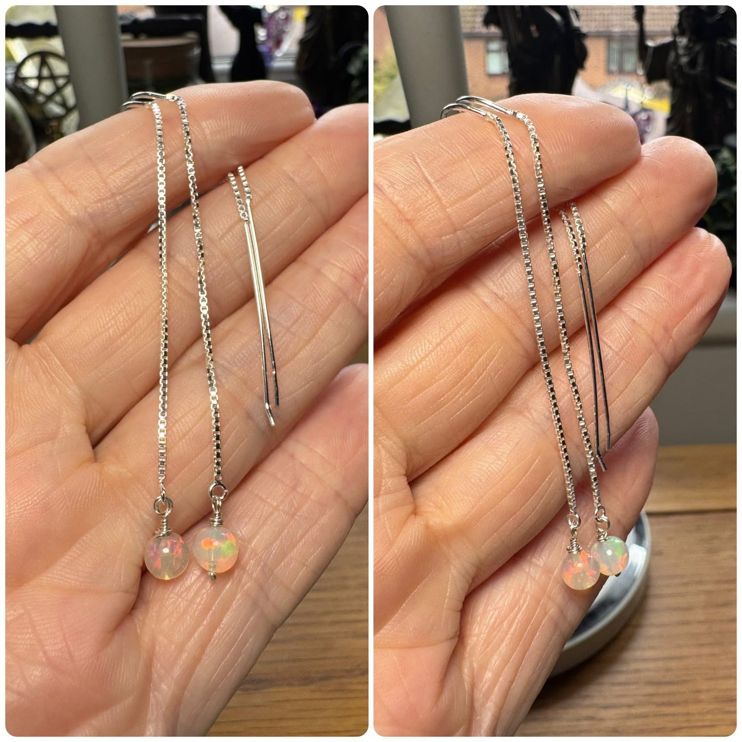 WELO OPAL AND STERLING SILVER EARRINGS