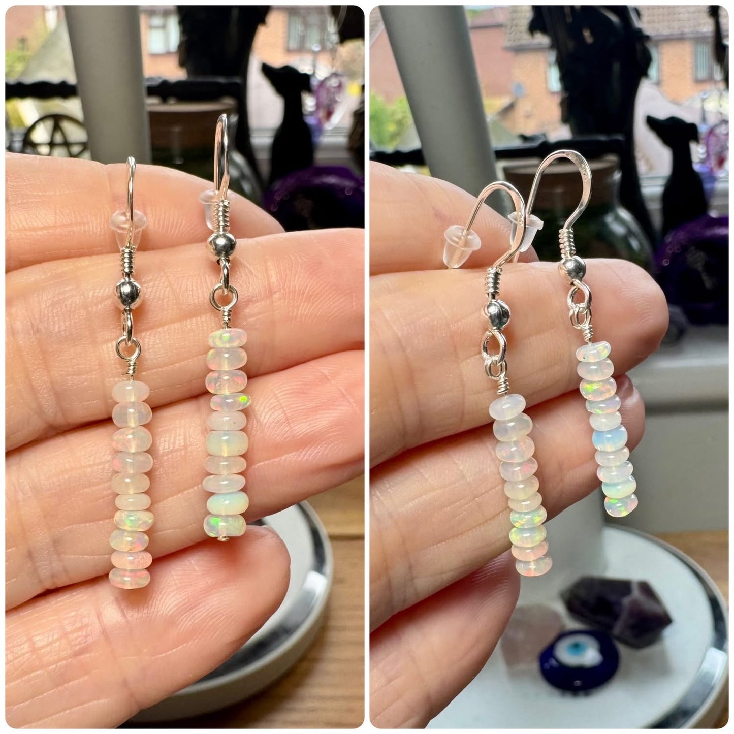 STERLING SILVER AND WELO OPAL EARRINGS