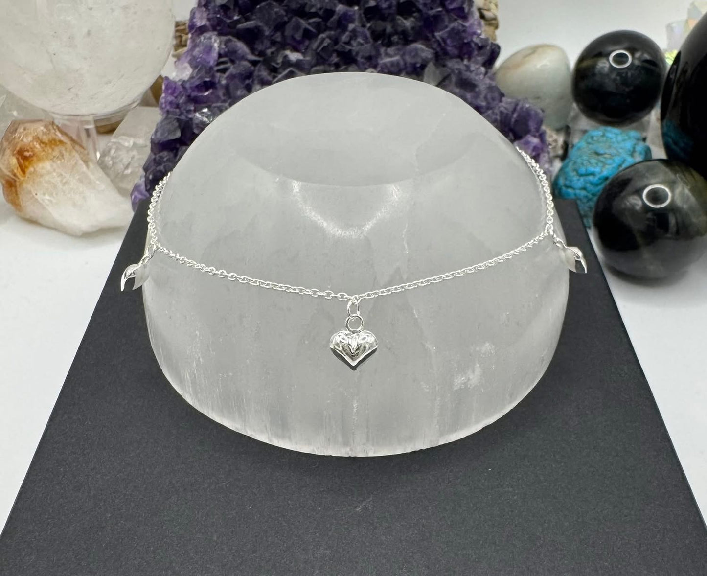 STERLING SILVER ANKLET WITH HEARTS