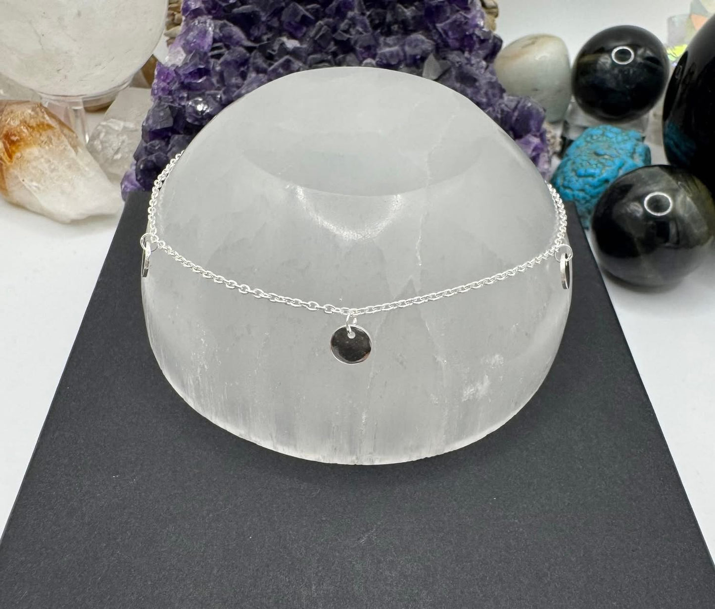 STERLING SILVER ANKLET WITH DISC CHARMS