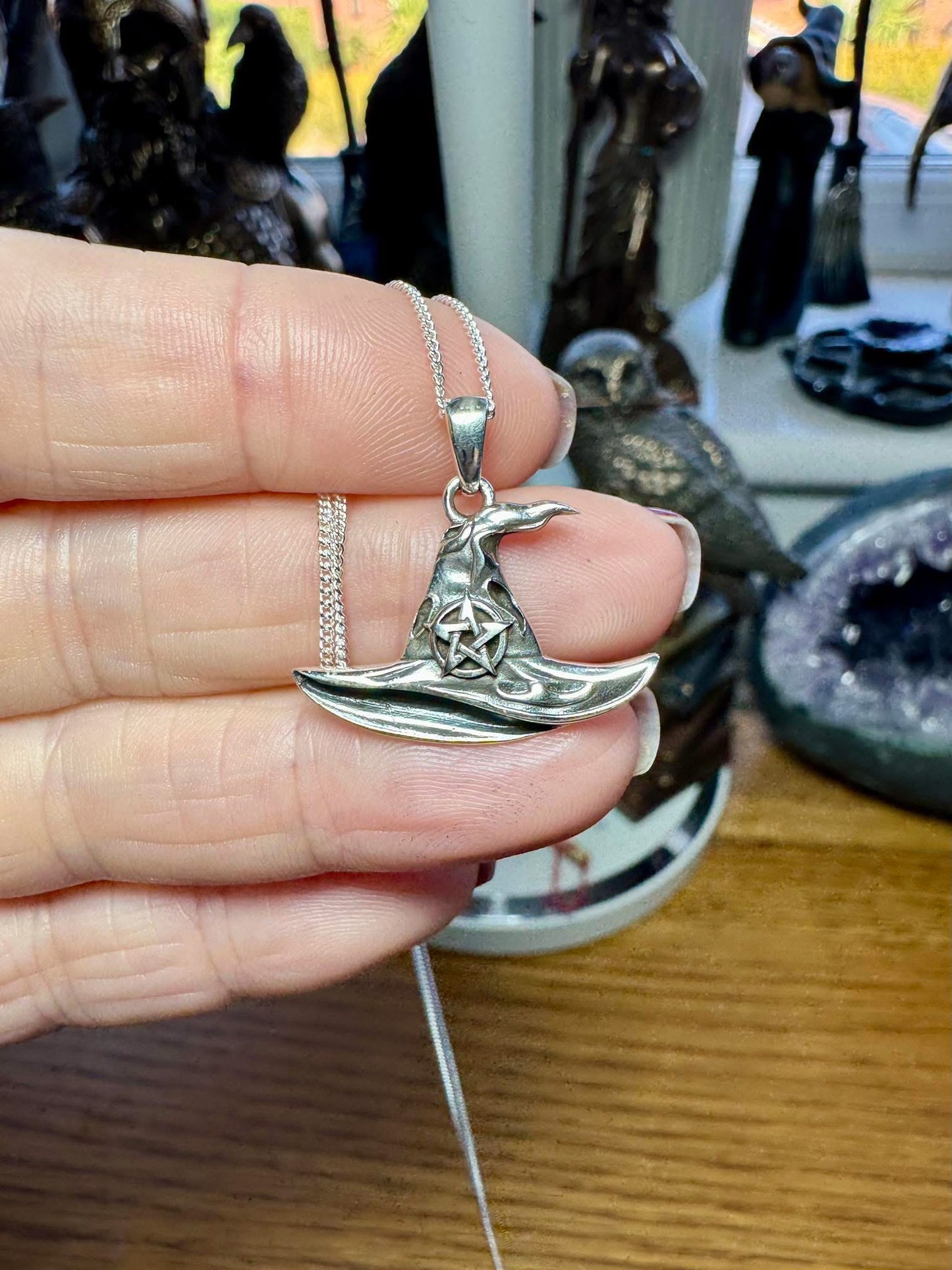 STERLING SILVER WITCH HAT NECKLACE