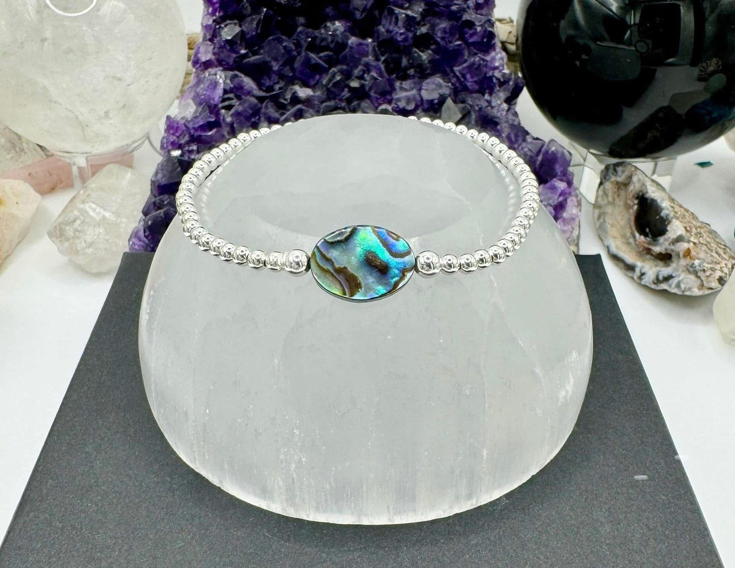 ABALONE SHELL AND STERLING SILVER BRACELET