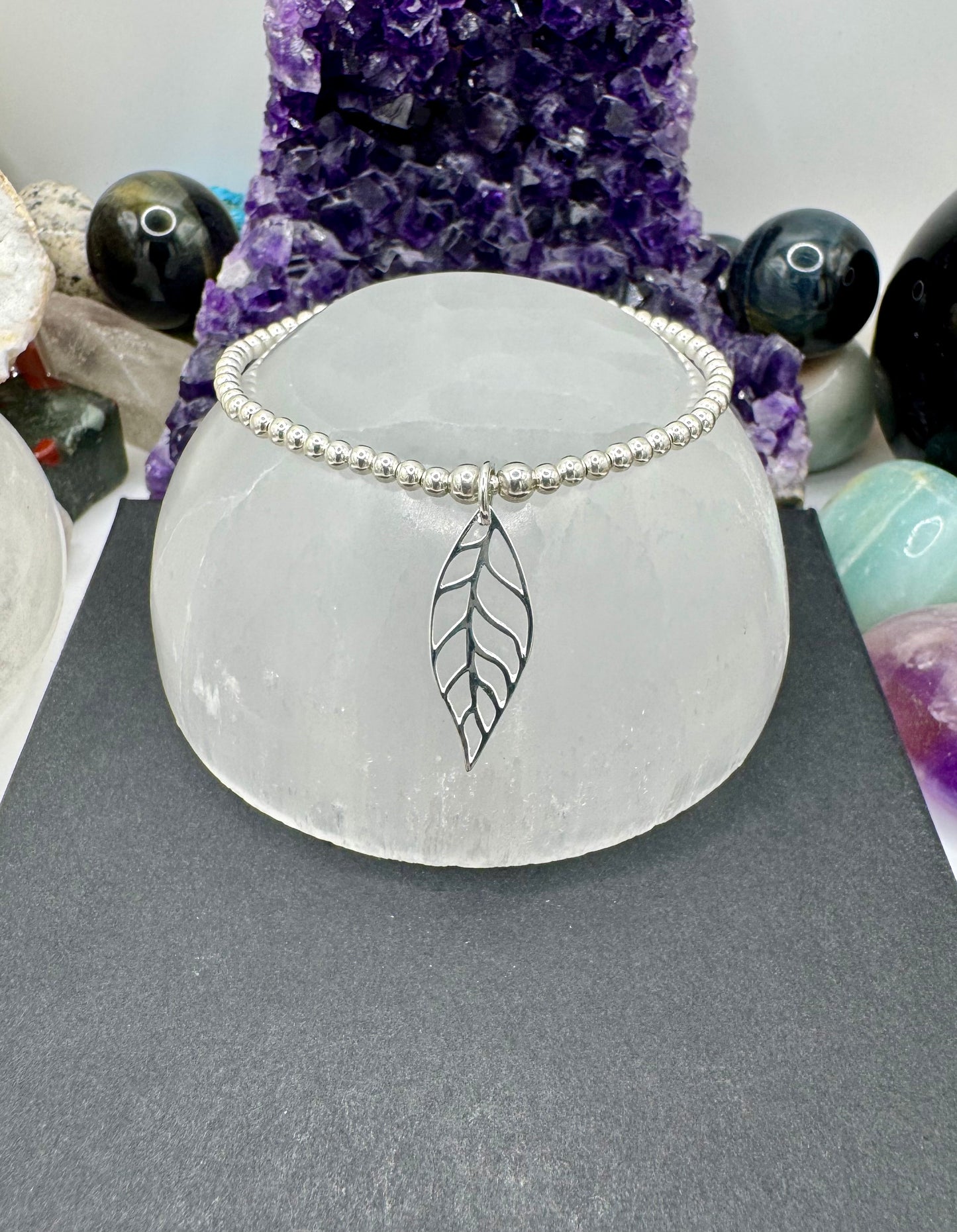 STERLING SILVER OPEN CUT LEAF BRACELET