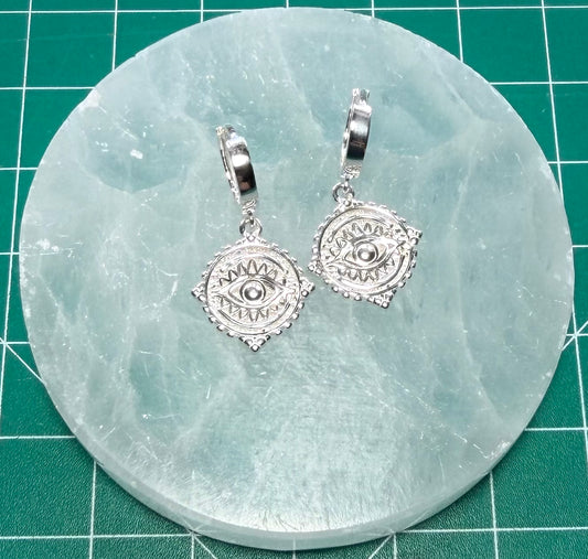 STERLING SILVER PROTECTIVE EYE TALISMAN EARRINGS