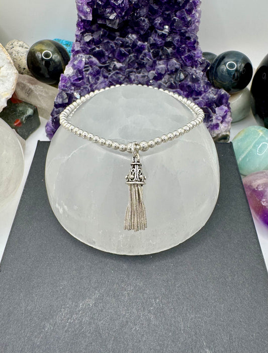 STERLING SILVER LONG TASSEL BRACELET