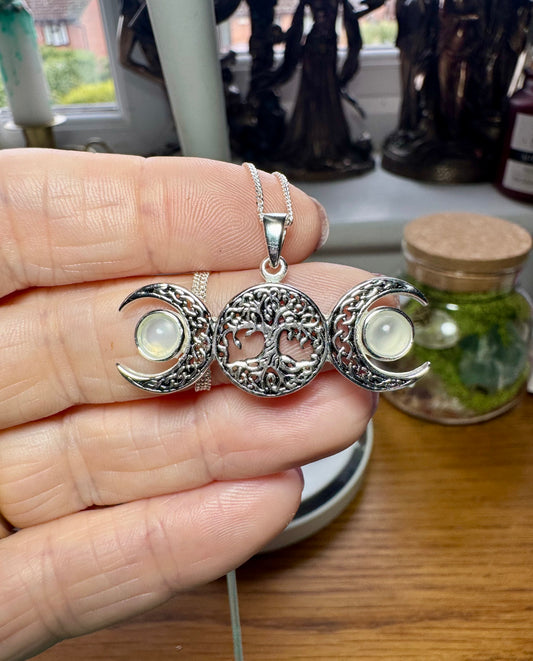 STERLING SILVER AND MOONSTONE CRESCENT MOON NECKLACES