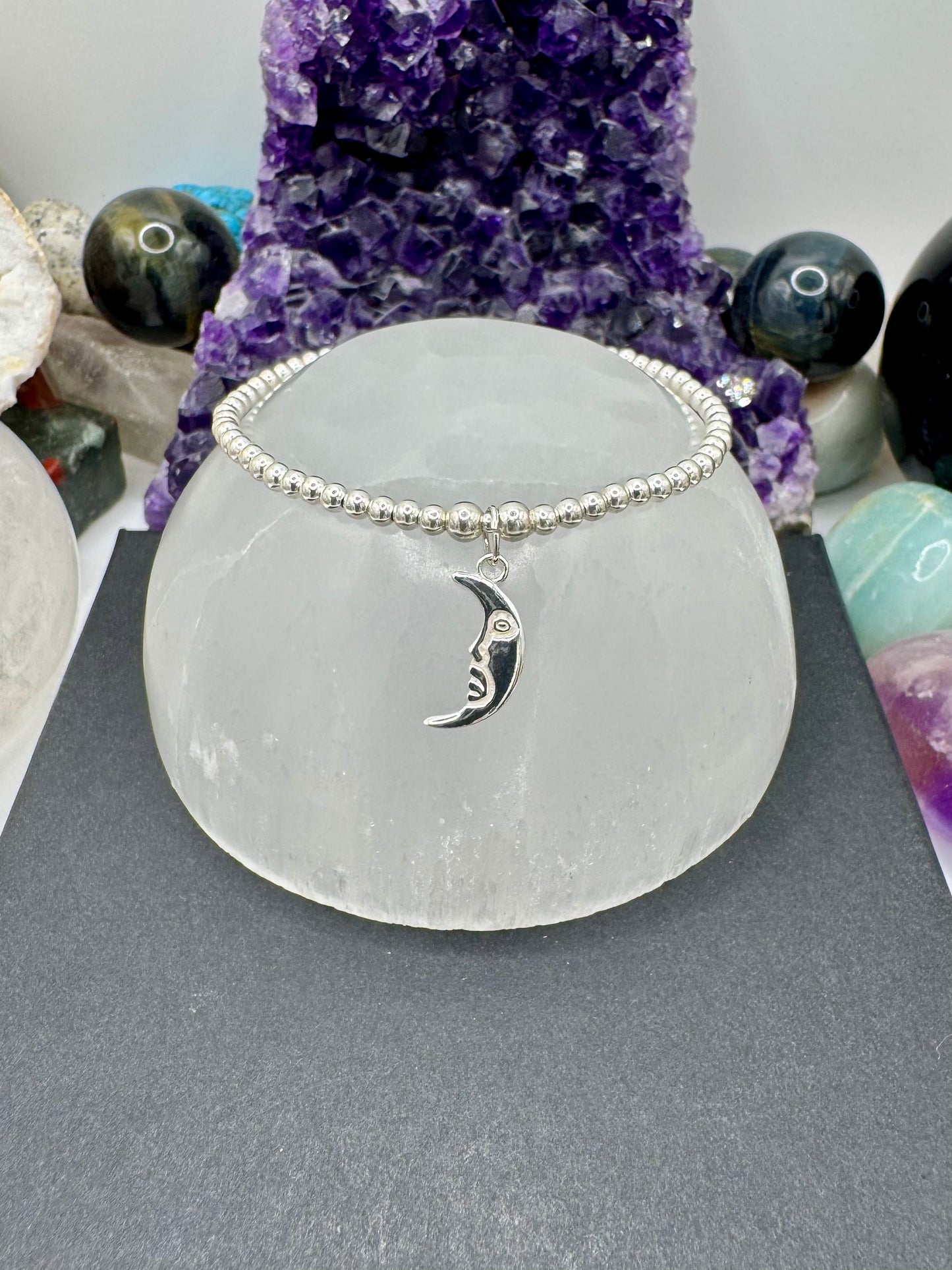 STERLING SILVER CRESCENT MOON BRACELET
