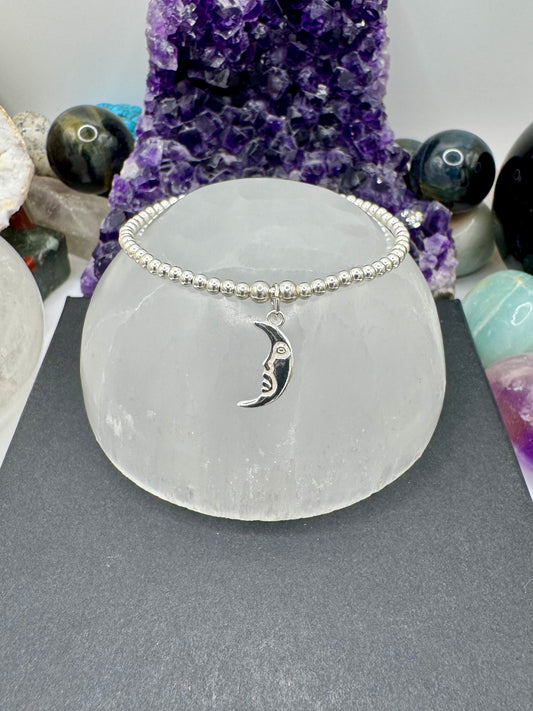 STERLING SILVER CRESCENT MOON BRACELET