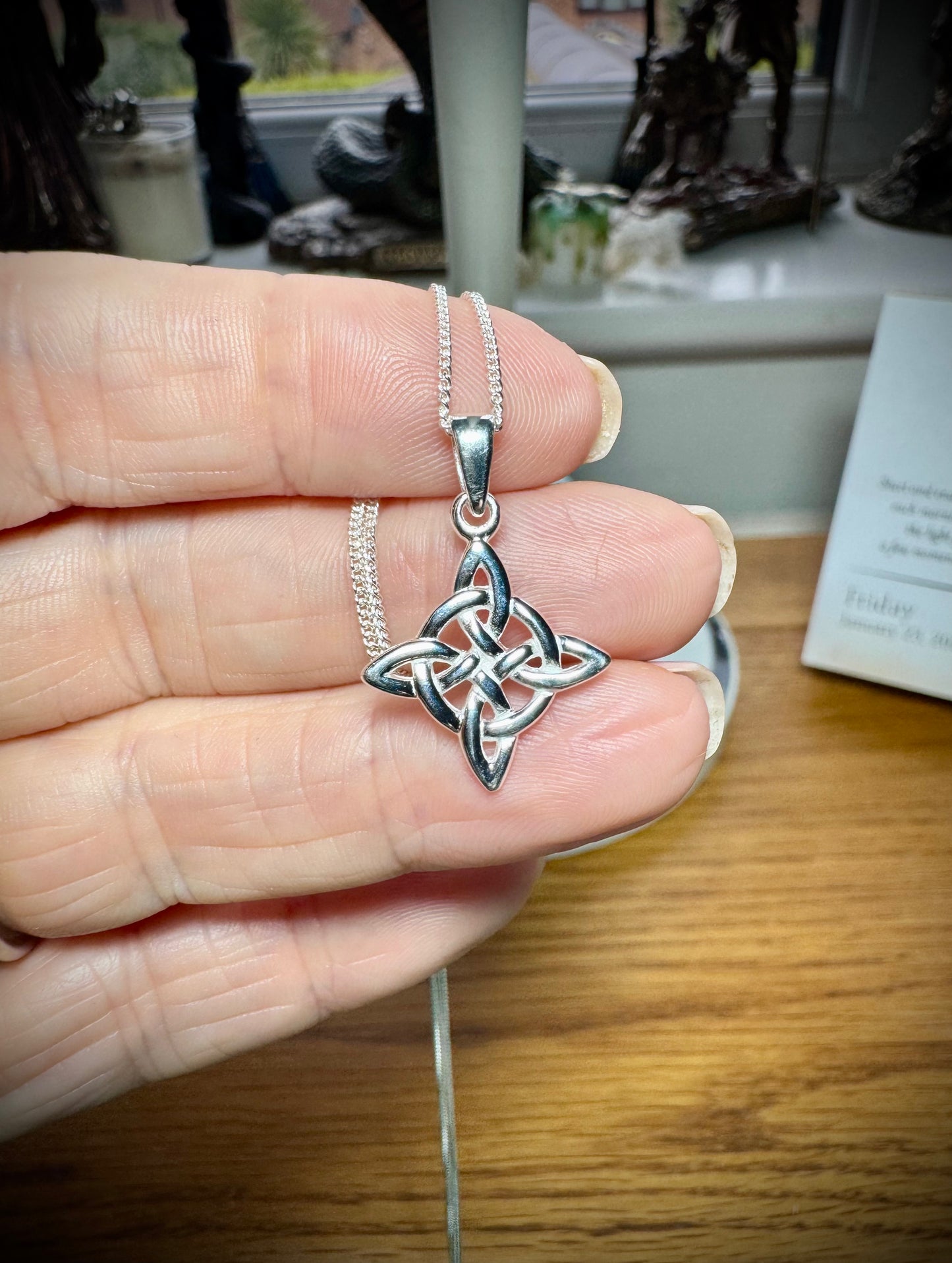 STERLING SILVER WITCHES KNOT OF PROTECTION NECKLACE