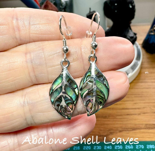 ABALONE SHELL LEAF EARRINGS