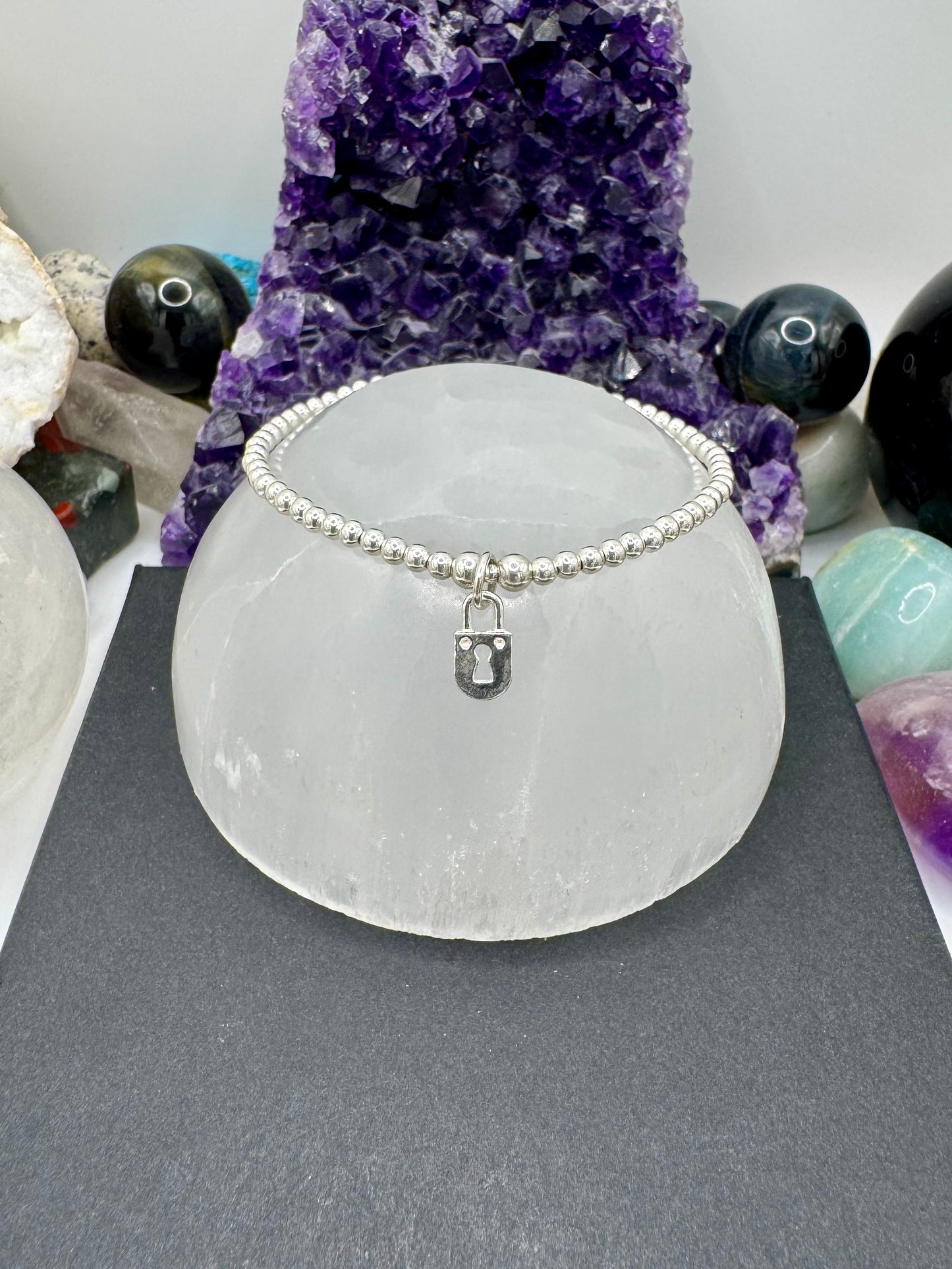 STERLING SILVER PADLOCK BRACELET