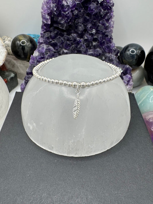 STERLING SILVER SMALL FEATHER BRACELET
