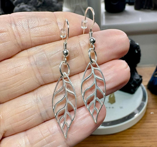 STERLING SILVER LEAF EARRINGS