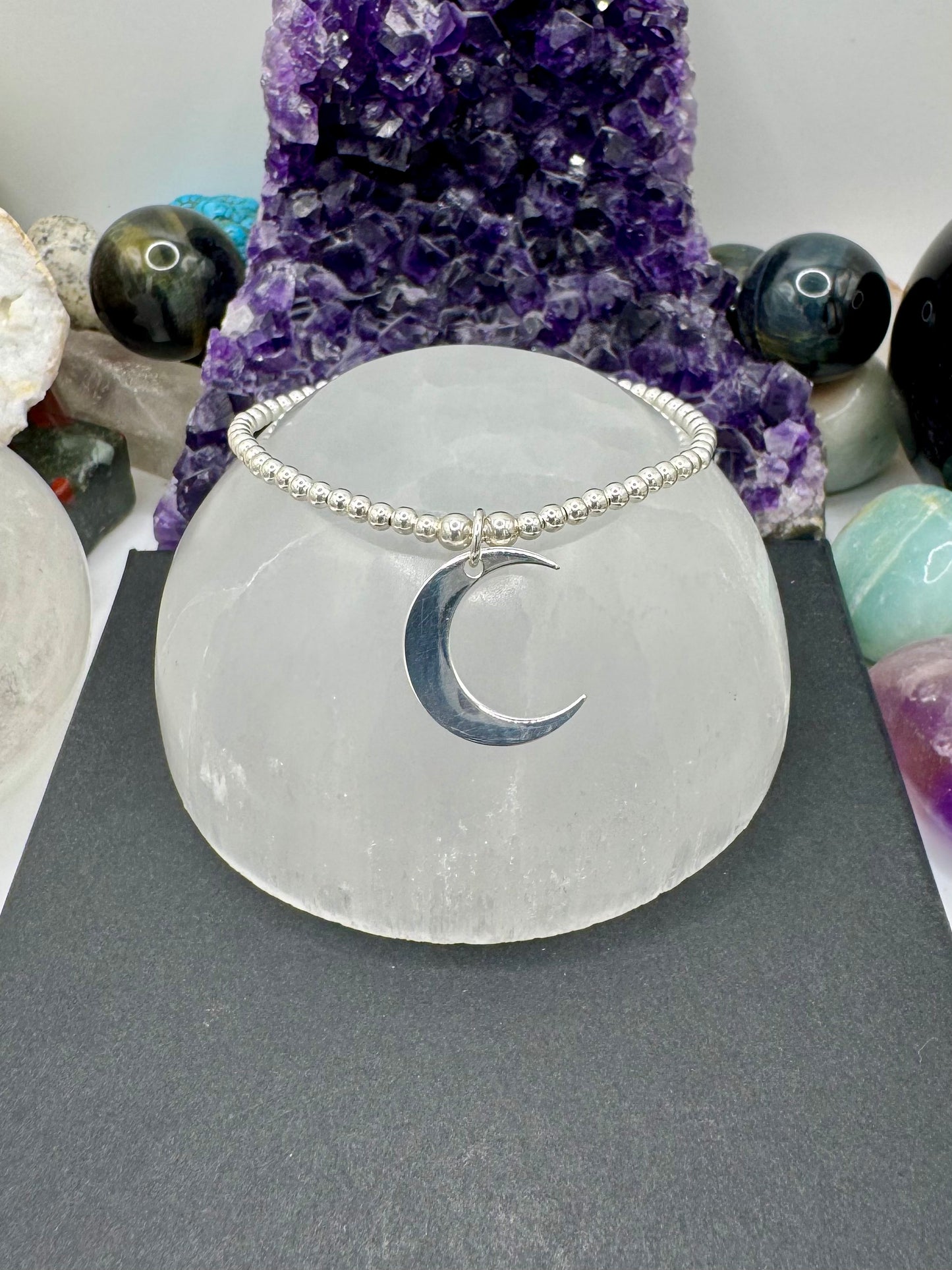 STERLING SILVER LARGE CRESCENT MOON BRACELET
