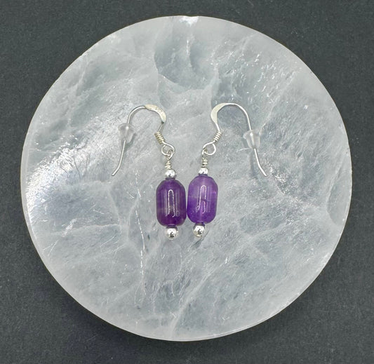 AMETHYST AND STERLING SILVER EARRINGS