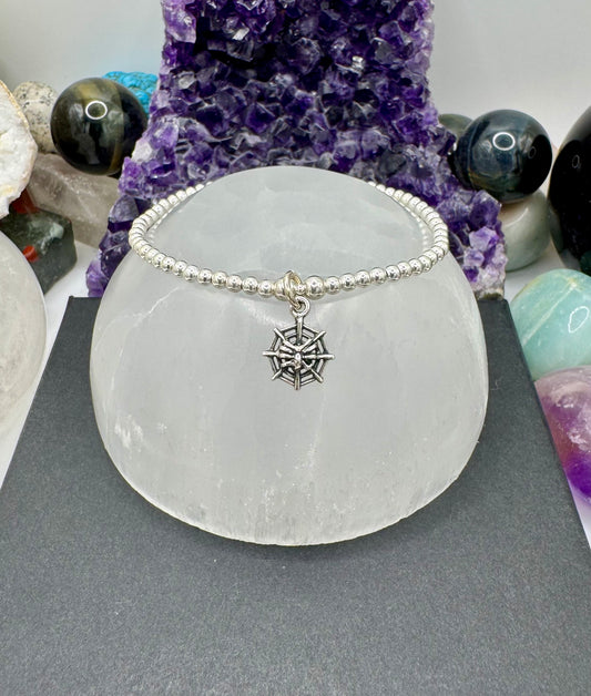 STERLING SILVER SPIDER IN WEB BRACELET