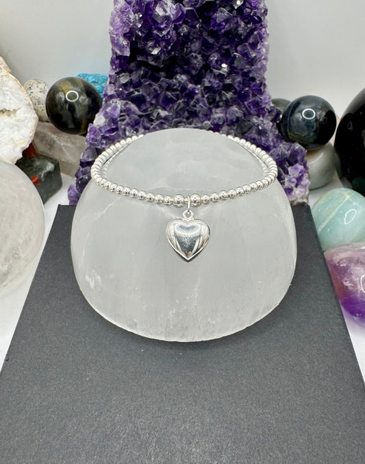 STERLING SILVER PUFFED HEART BRACELET