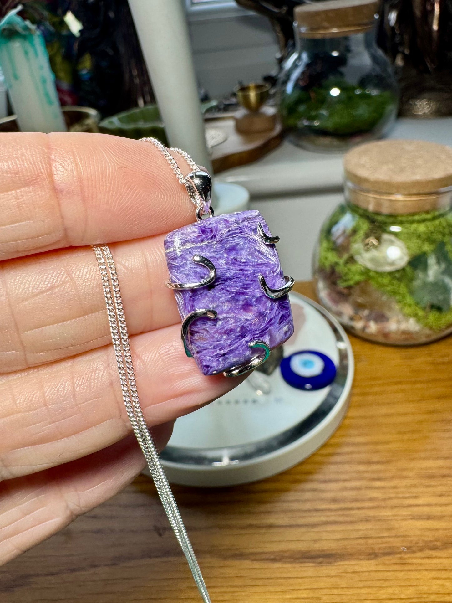 STERLING SILVER CHAROITE NECKLACE