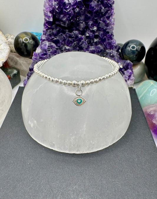 STERLING SILVER EVIL EYE BRACELET