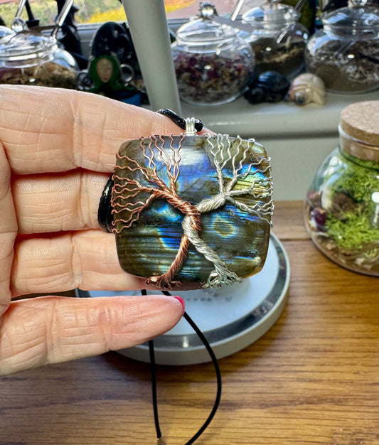 LABRADORITE DOUBLE TREE OF LIFE NECKLACE