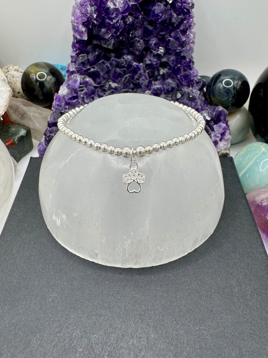 STERLING SILVER DOG PAW CHARM WITH CZ